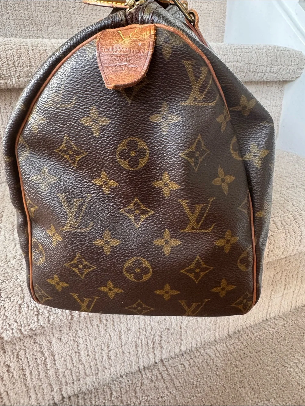 Louis Vuitton Speedy 30 Monogram Canvas Satchel with Vachetta Handles